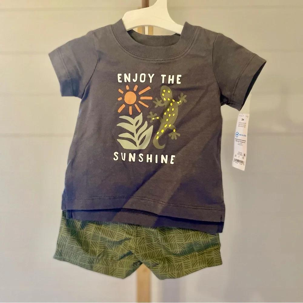 Carter's Just One You Baby Boys' 2pc Sunshine Set‎ - Olive Gray 3M